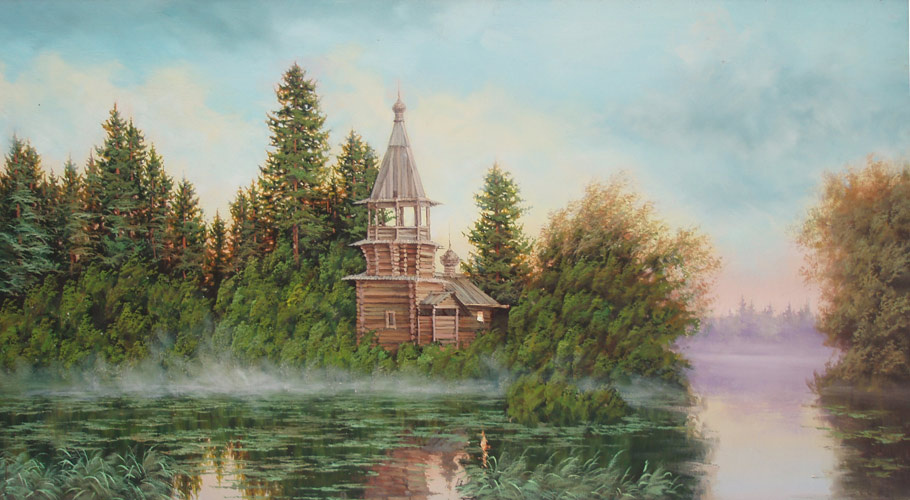 художник - Стрелков Александр "Таёжная церковь"