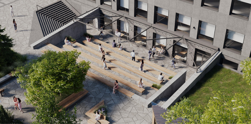    Деревья рядом с филармонией в Петрозаводске снесли ради пристройки террасыФрагмент проекта пристройки террасы