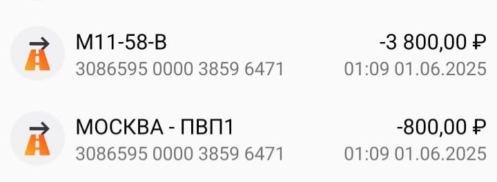 Скриншот из приложения Автодор