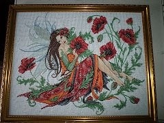 Фея маков, вышивала по журналу "Вышиваю крестиком" Смешенная техника: полный крест, бэкстич, вышивка металиком, вышивка бисером.