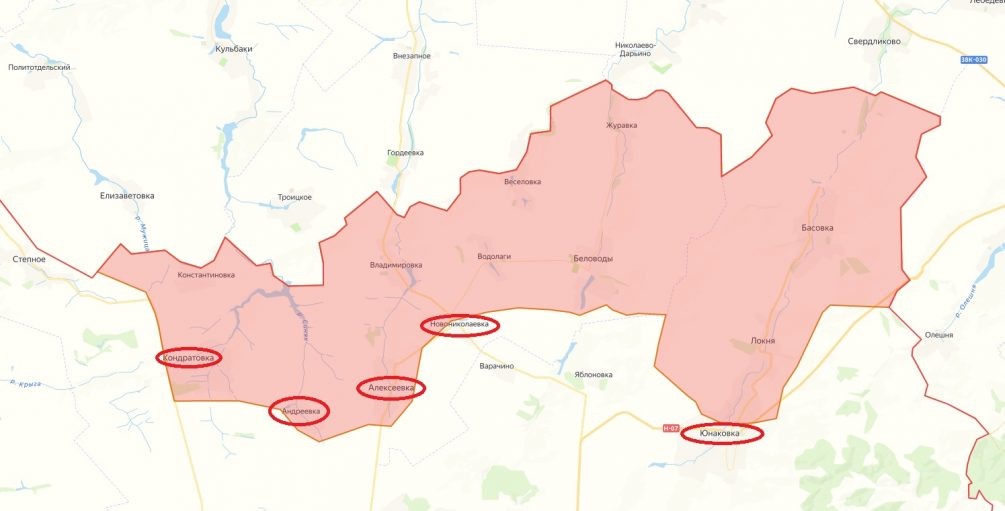    Карта СВО, Зачистка сел нашими бойцами в Сумской области.