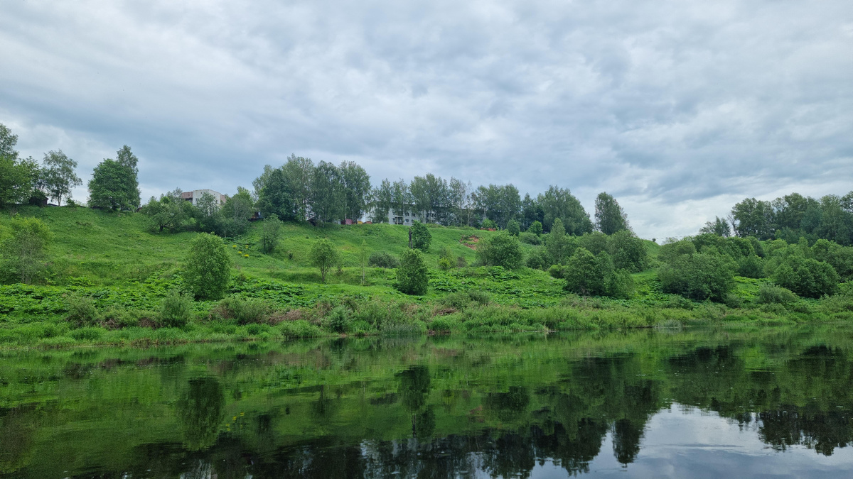 Дома на подходе к Ржеву. Чем ближе к городу, тем плотнее застройка.