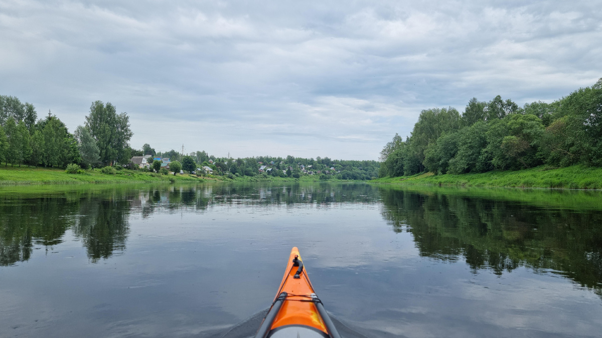 Дома на подходе к Ржеву. Чем ближе к городу, тем плотнее застройка.
