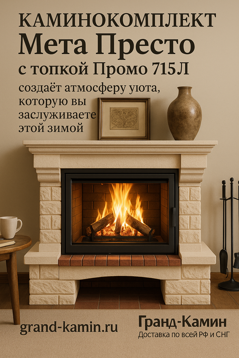    Каминокомплект Мета Престо с топкой Промо 715Л создаёт атмосферу уюта, которую вы заслуживаете этой зимой Kamin