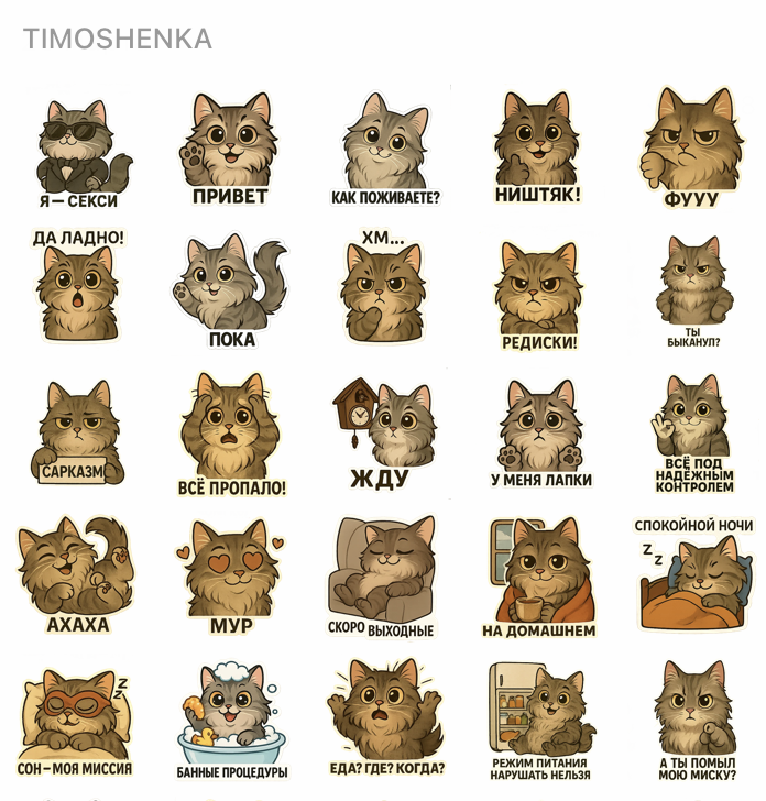 Листайте карусель: стикеры из набора Тимофея