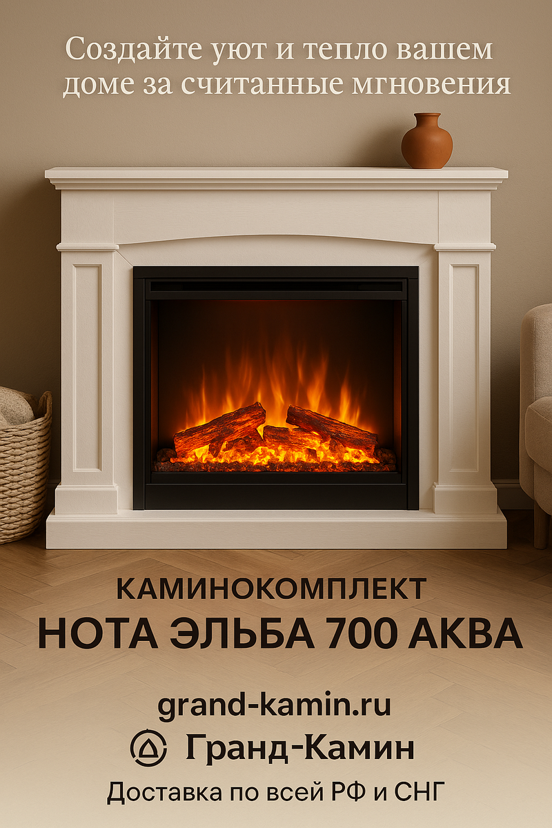    Каминокомплект Нота Эльба 700 АКВА Ш: создайте уют и тепло в вашем доме за считанные мгновения Kamin