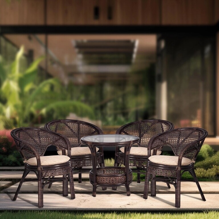 Комплект из ротанга "PELANGI" 4 кресла грецкий орех 