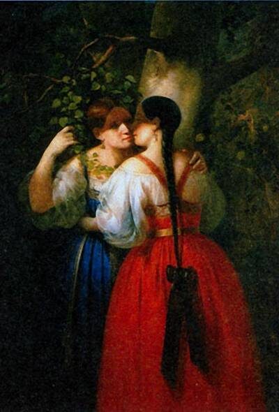 Д.О. Осипов. Две девушки в Русальную неделю. 1860-70-е г.г. 