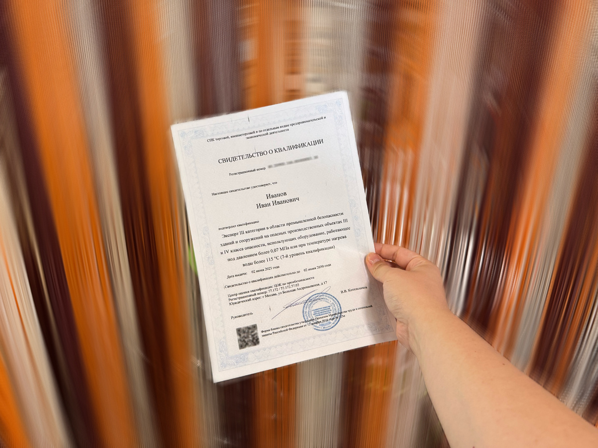 Образец свидетельства о квалификации