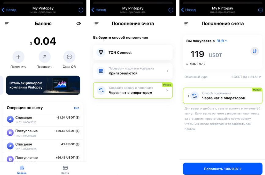 Кабинет пополнения карты