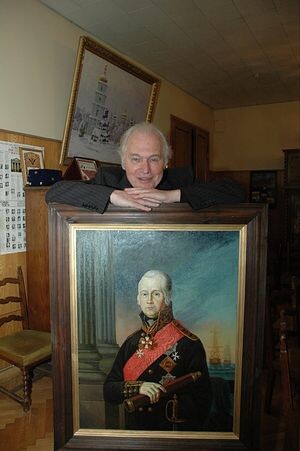 Ганичев с портретом св. воина адмирала Федора Ушакова.