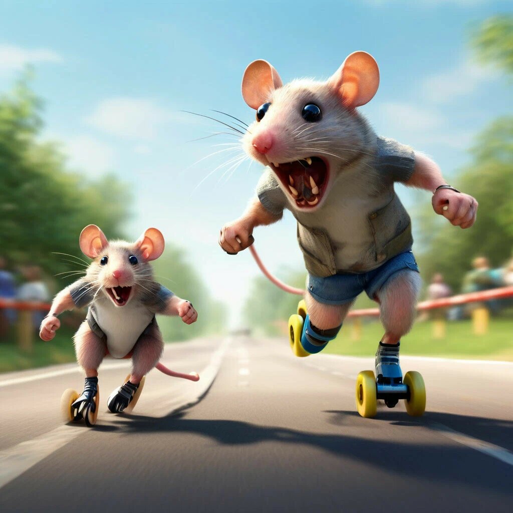 Две крысы обгоняют друг друга