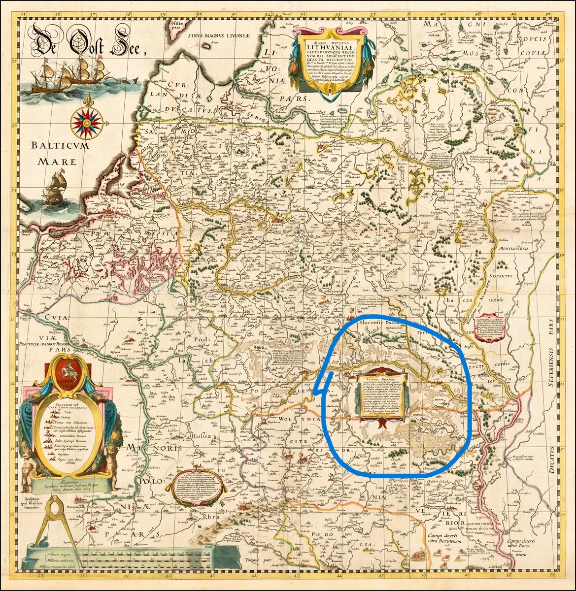Карта Великого Княжества Литовского 1613 года с Полесьем