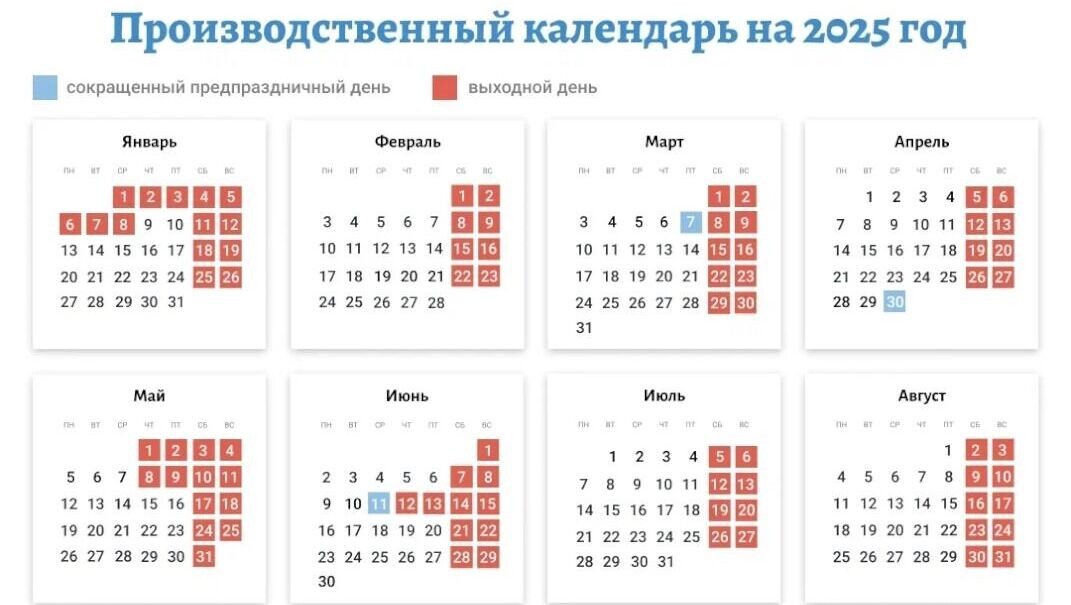 Производственный календарь на 2025 год. Фото: Kp.ru