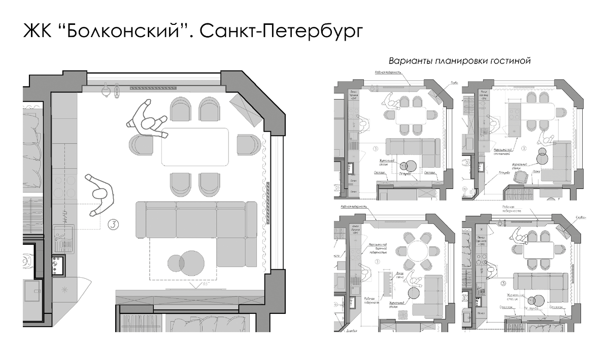 Примеры планировки гостиной от студии архитектуры и дизайна Линии Пространства