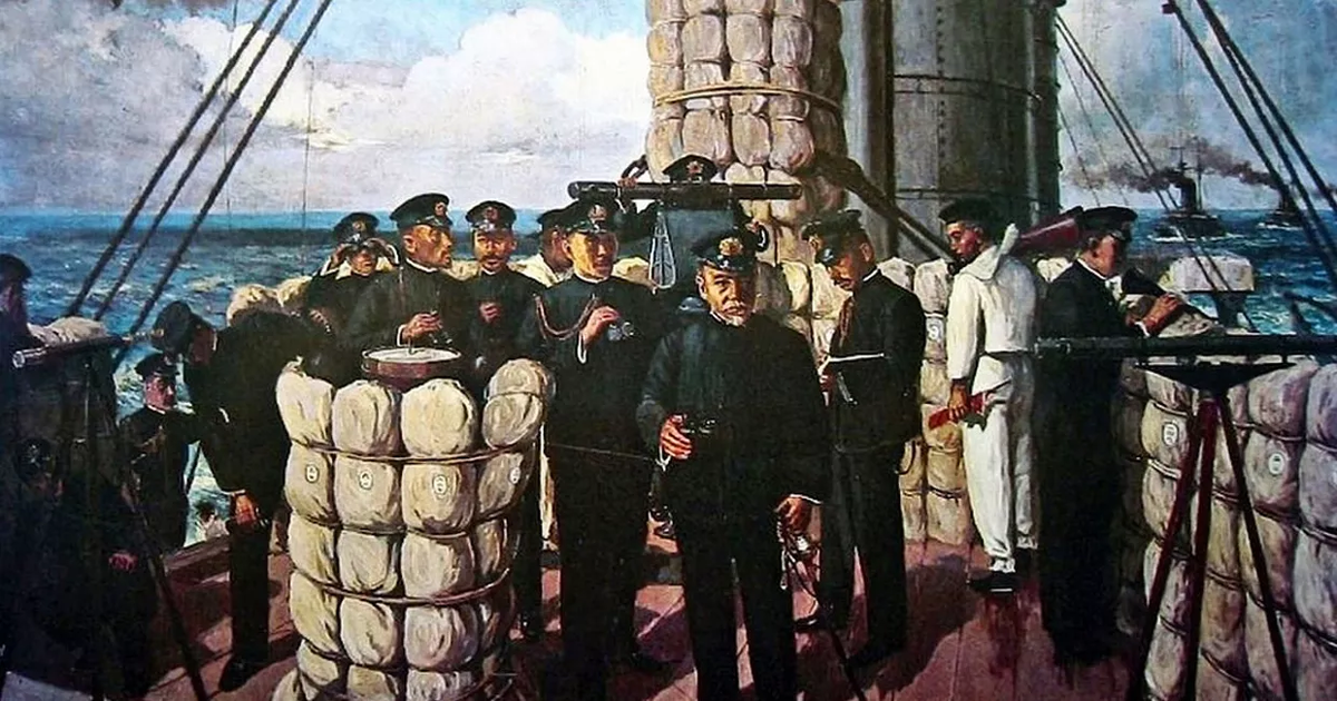 Хэйхатиро Того на мостике флагманского броненосца "Микаса". © CC0 / Public Domain Tōjō Shōtarō