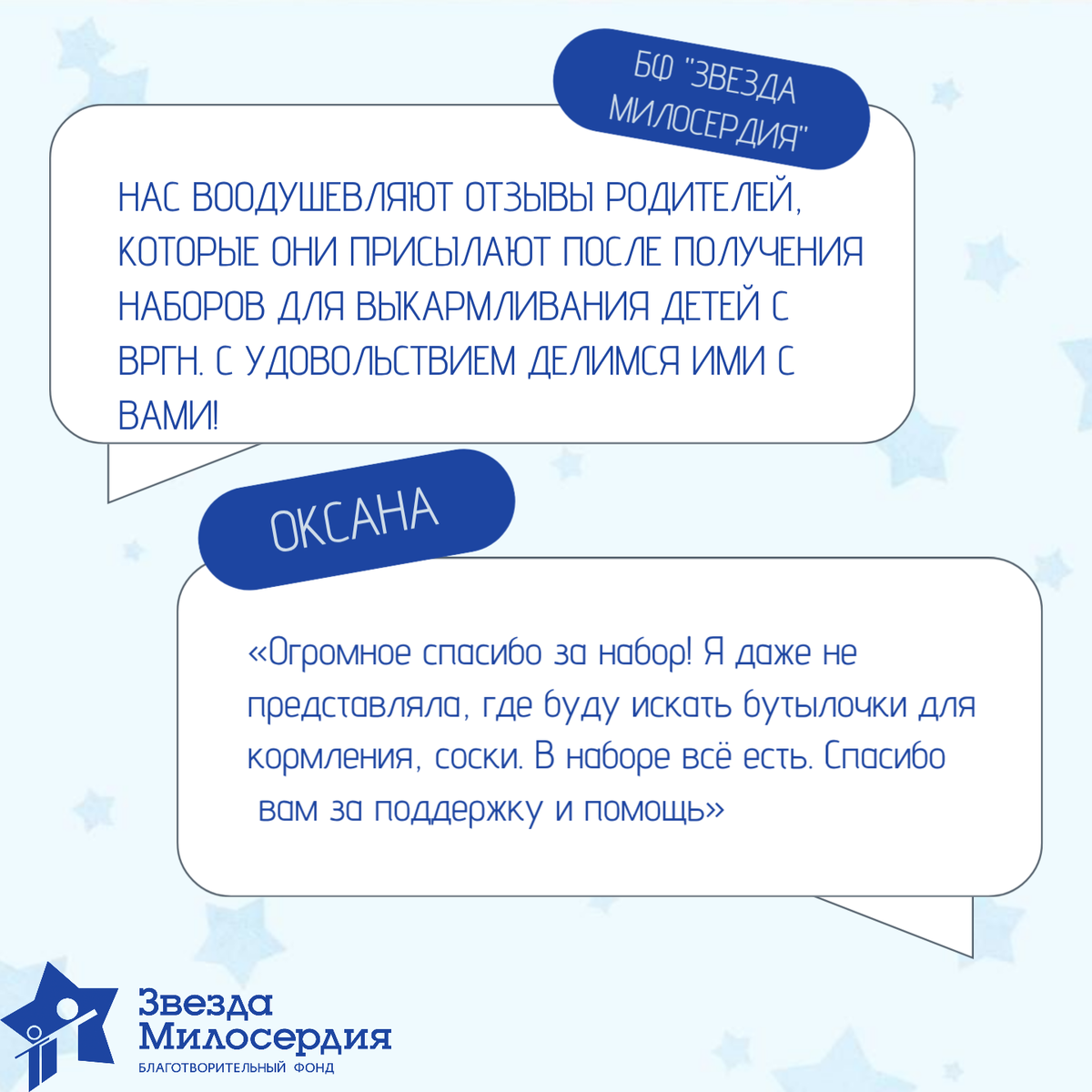 Отзывы благополучателей (листай карусель)