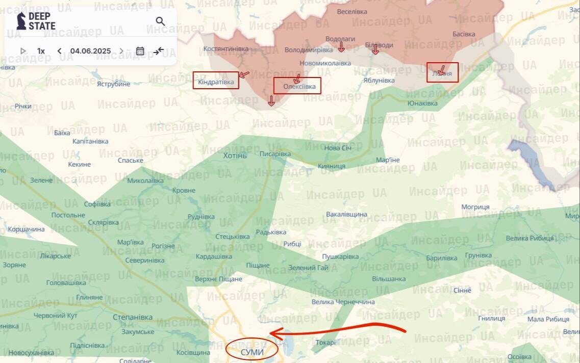    Карта боевых действий с украинского Telegram-канала DeepState