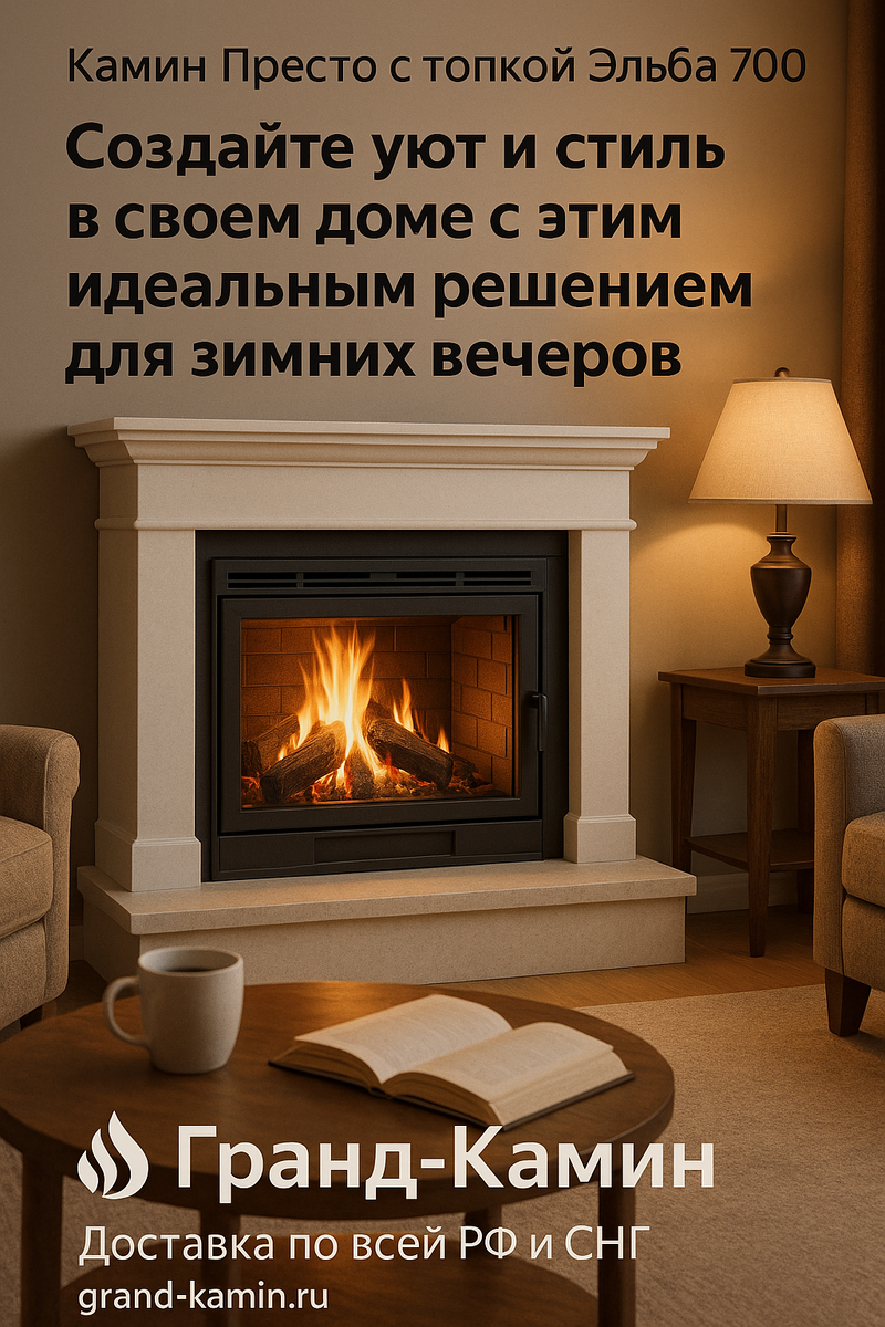    Камин Престо с топкой Эльба 700 Ш: создайте уют и стиль в своем доме с этим идеальным решением для зимних вечеров Kamin