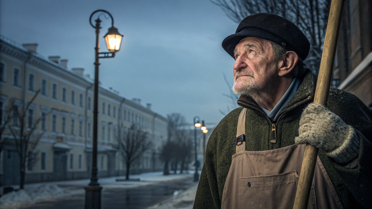 Последний фонарщик Питера (или дворник с душой): 🕯️🧹 Кто зажигает свет и убирает грязь, пока город спит?