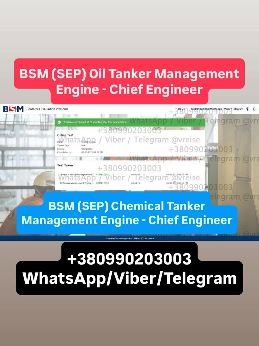 BSM (SEP) Oil Tanker Management Engine - Chief Engineer