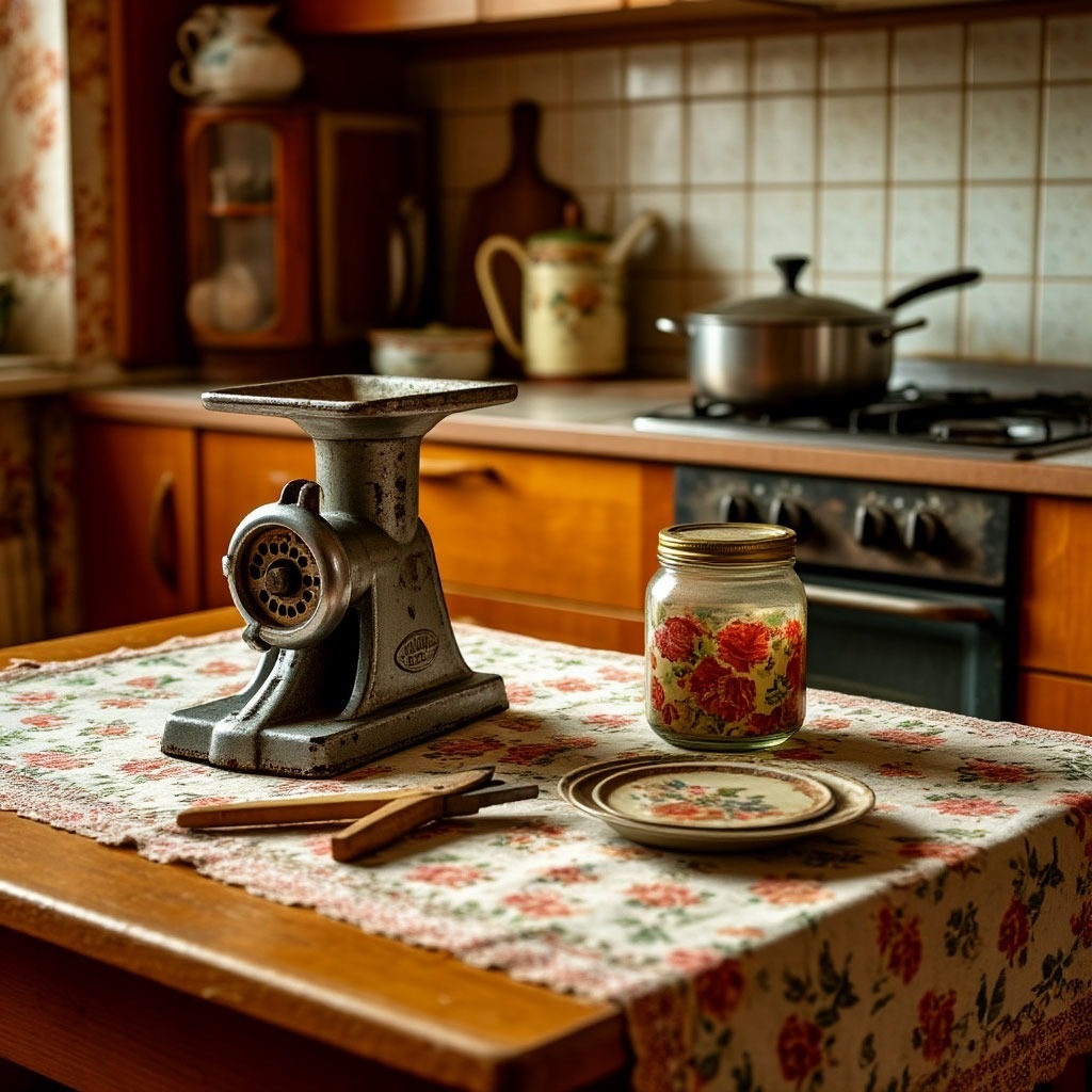 Когда-то — обыденность, сегодня — загадка.
На этом фото — предметы, которые были в каждом советском доме. Узнаёте? А молодёжь вряд ли догадается, зачем, например, такая мясорубка прикручивалась к столу. Атмосфера уюта, памяти и тёплой ностальгии — словно вернулись в гости к бабушке