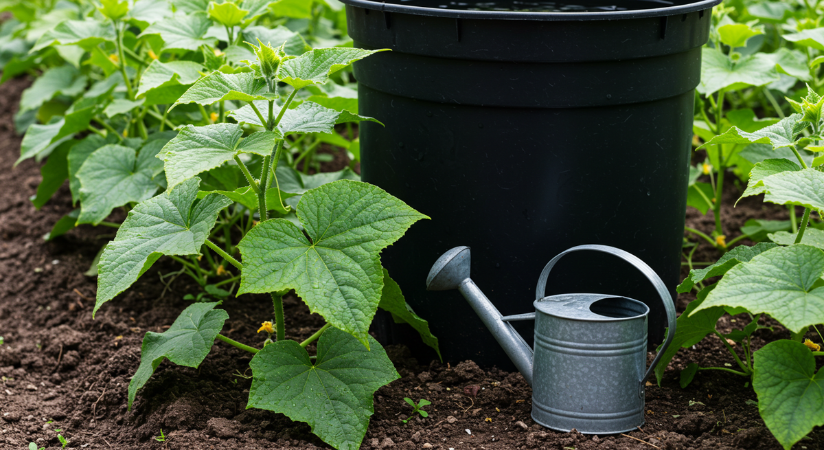 Огурцы любят попить теплой водички