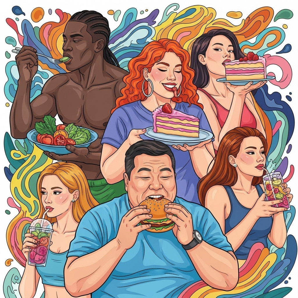 Изображение, символизирующее разнообразие типов телосложения и метаболизма у разных людей