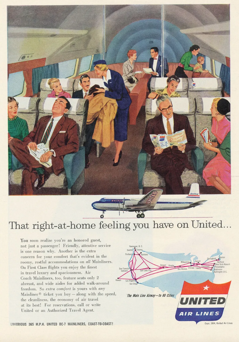 Реклама United 1950-х годов. (Майк МакКомб, «Потерянные рейсы»)
