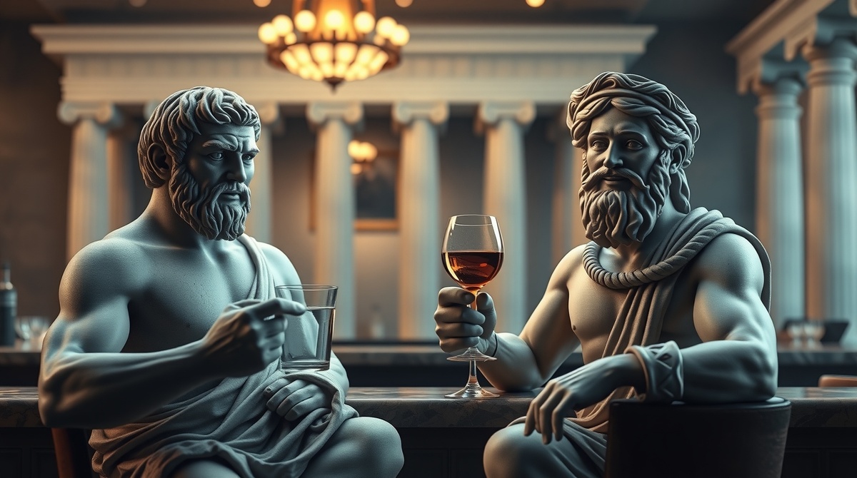 Стоик vs Эпикуреец. Изображение ИИ