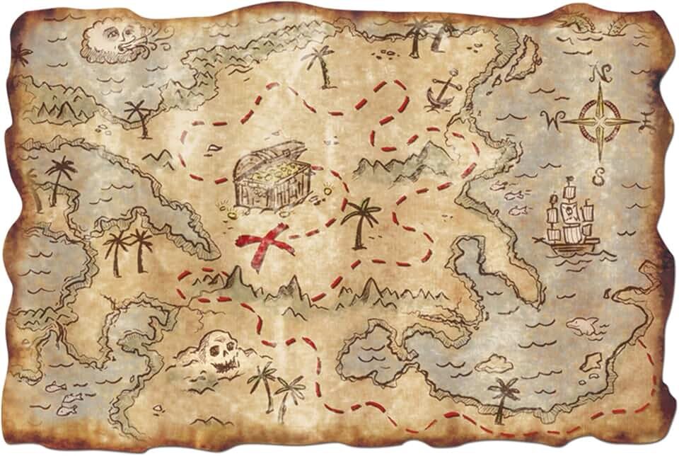В реальности не существует задокументированных случаев создания исторической пиратской карты сокровищ. Зарытые пиратские сокровища — излюбленная литературная тема, но в действительности пираты редко зарывали сокровища.