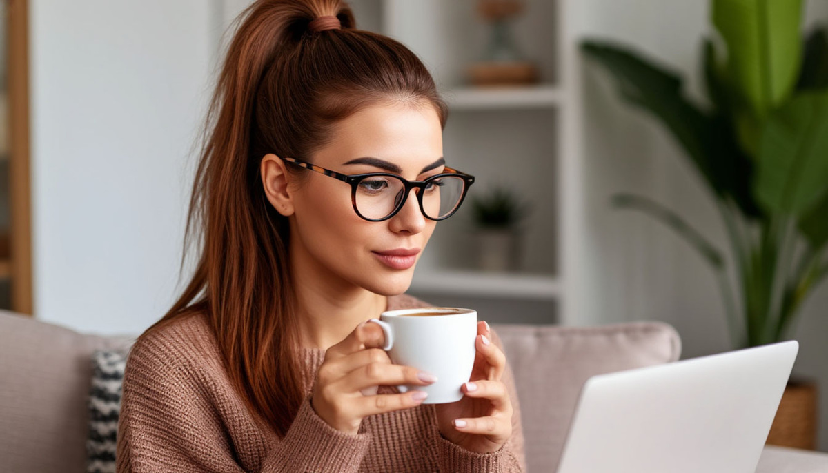 Девушка за ноутбуком