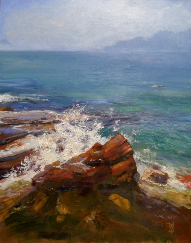 "Вулканический пляж". Холст, масло, 100х80, в частной коллекции. Это воспоминания о Кипре.