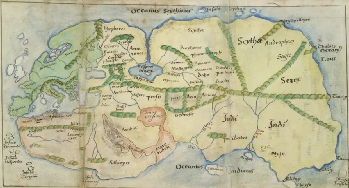 Карта Помпония Мелы 1540 г. из "Хорография", Помпоний Мела, Британская библиотека