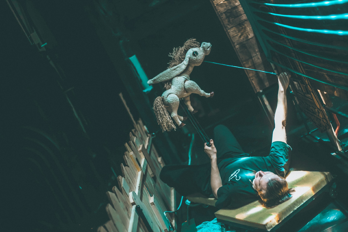 Артист Евгений Солушев за работой. Фото Рязанского театра кукол https://vk.com/rzn_puppet