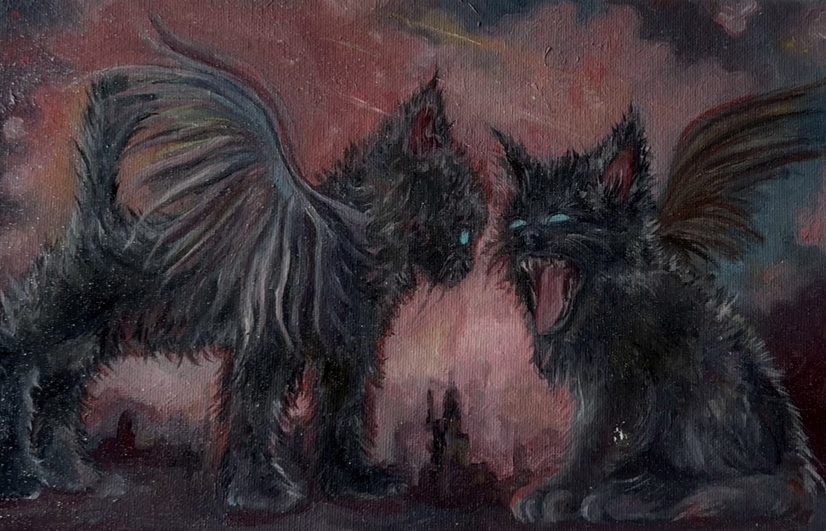 Vera Damanova «Kotiki», холст на подрамнике, масло, 30×40 cm