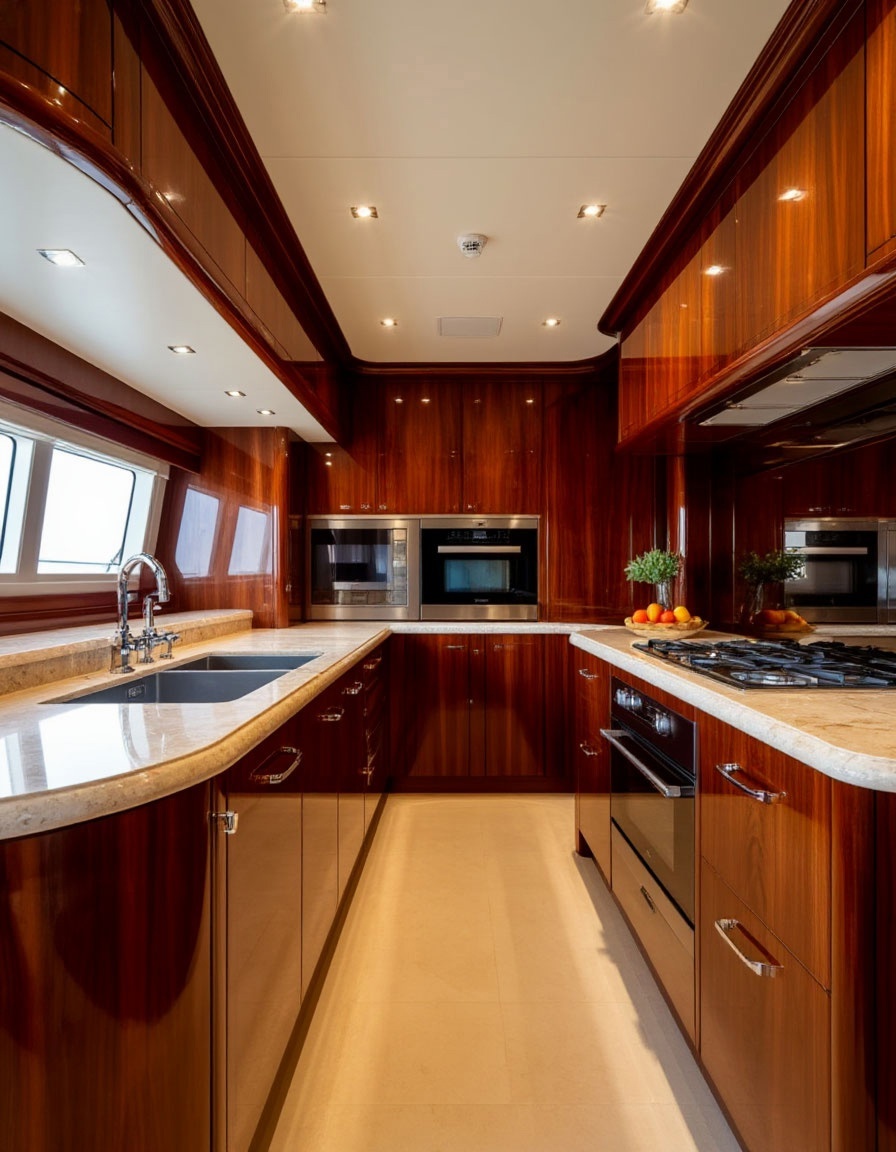 Кухня как на яхте. Вариант двухстороннего размещения.