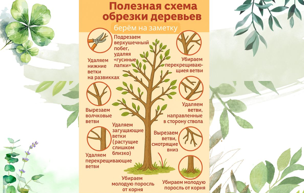 схема обрезки деревьев