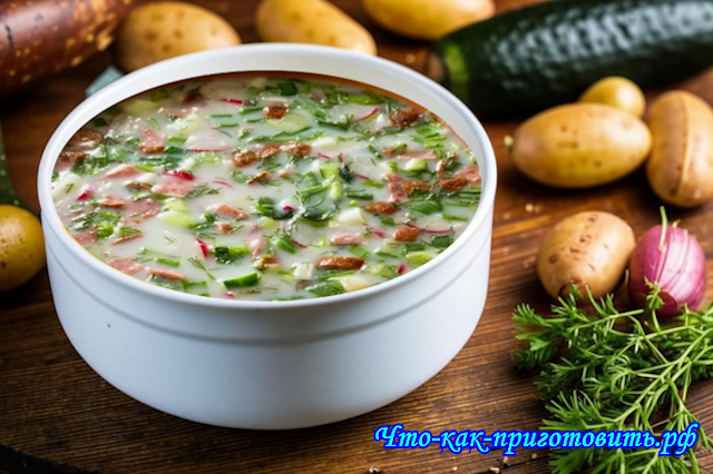 Что-как-приготовить.рф: Окрошка с квасом по-домашнему