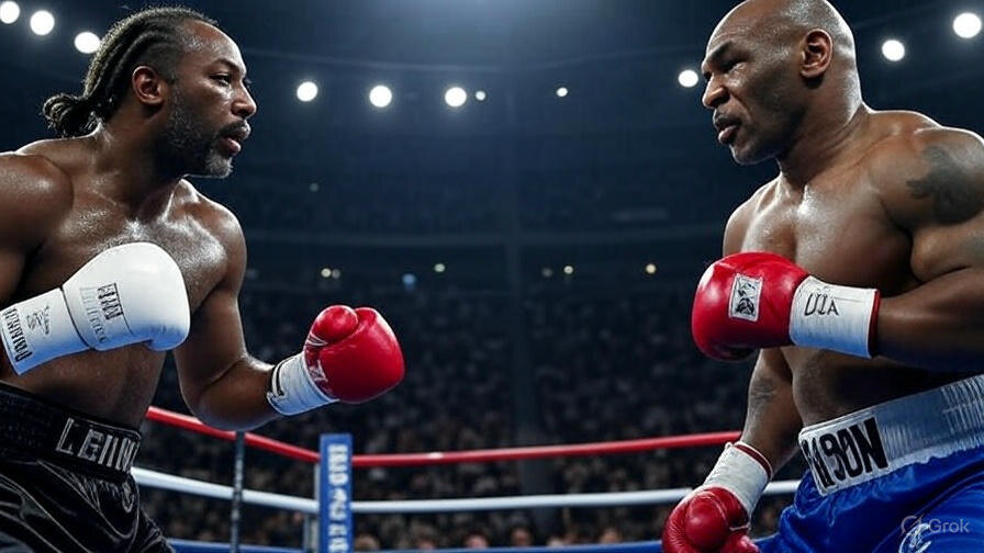 Леннокс Льюис и Майкл Тайсон из 2002 года. Так этот момент видет ИИ. Да, это Фото: ИИ
