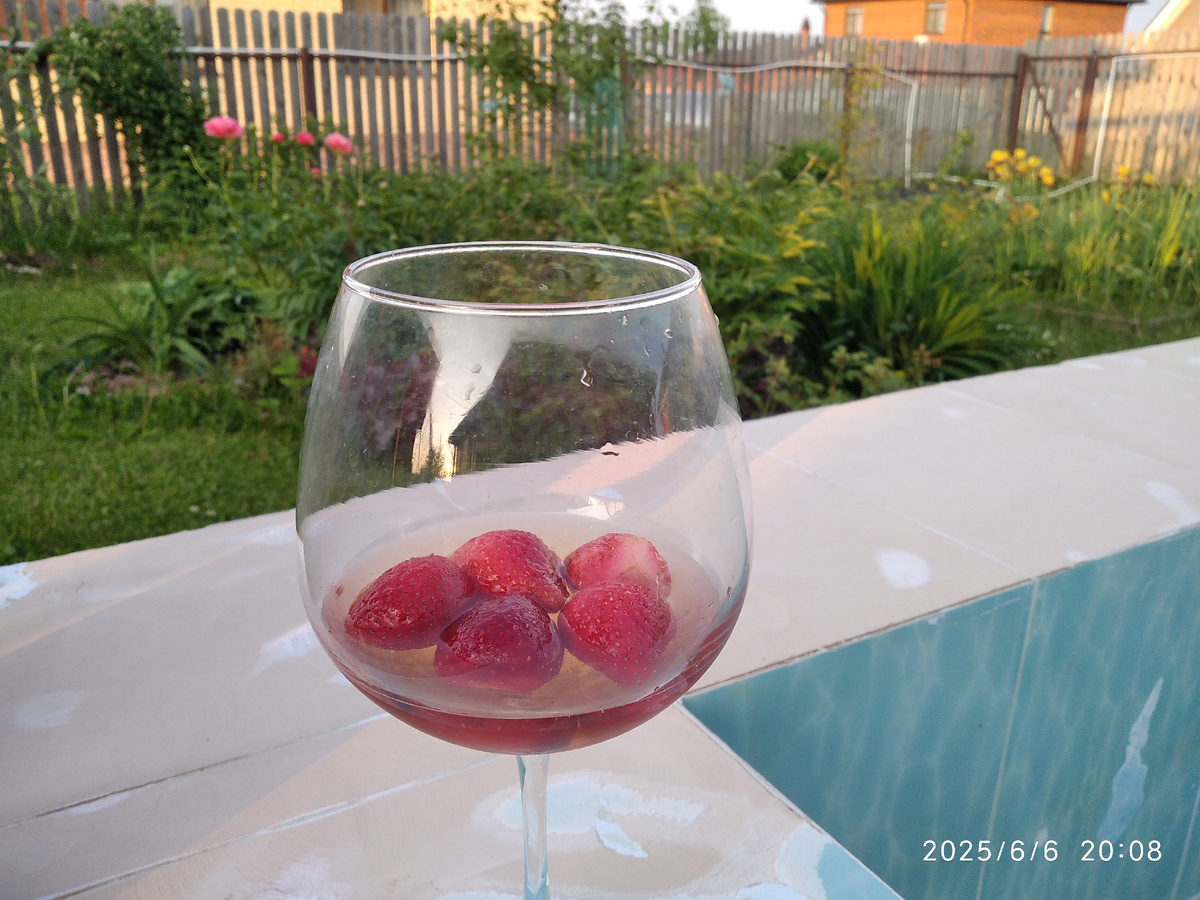 На участке сделан бассейн с подогревом, летом все в нем сидят (моя фотография)