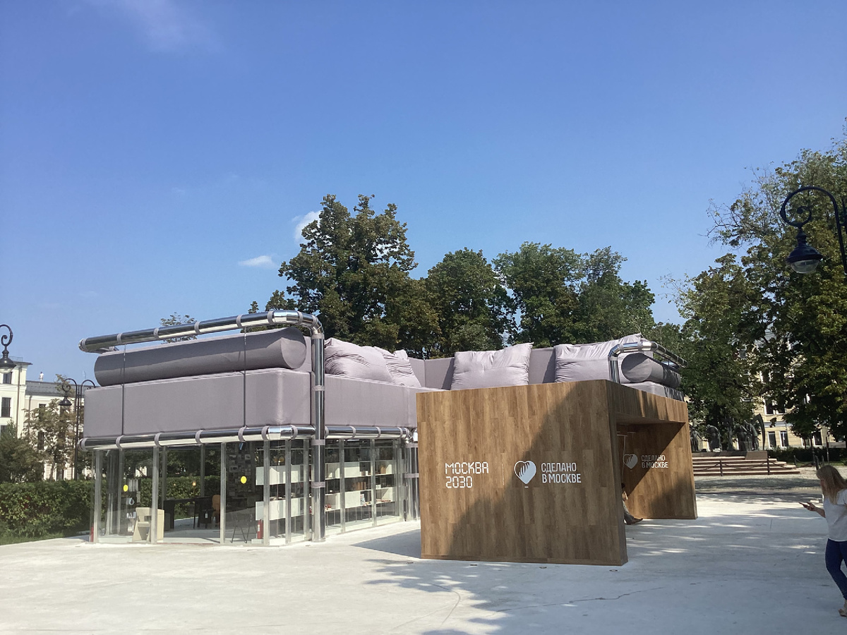 Гигантский диван - павильон мебели и мелочей для интерьера. Фото автора.