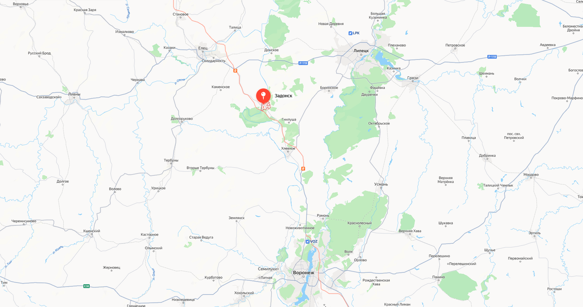 Задонск на карте