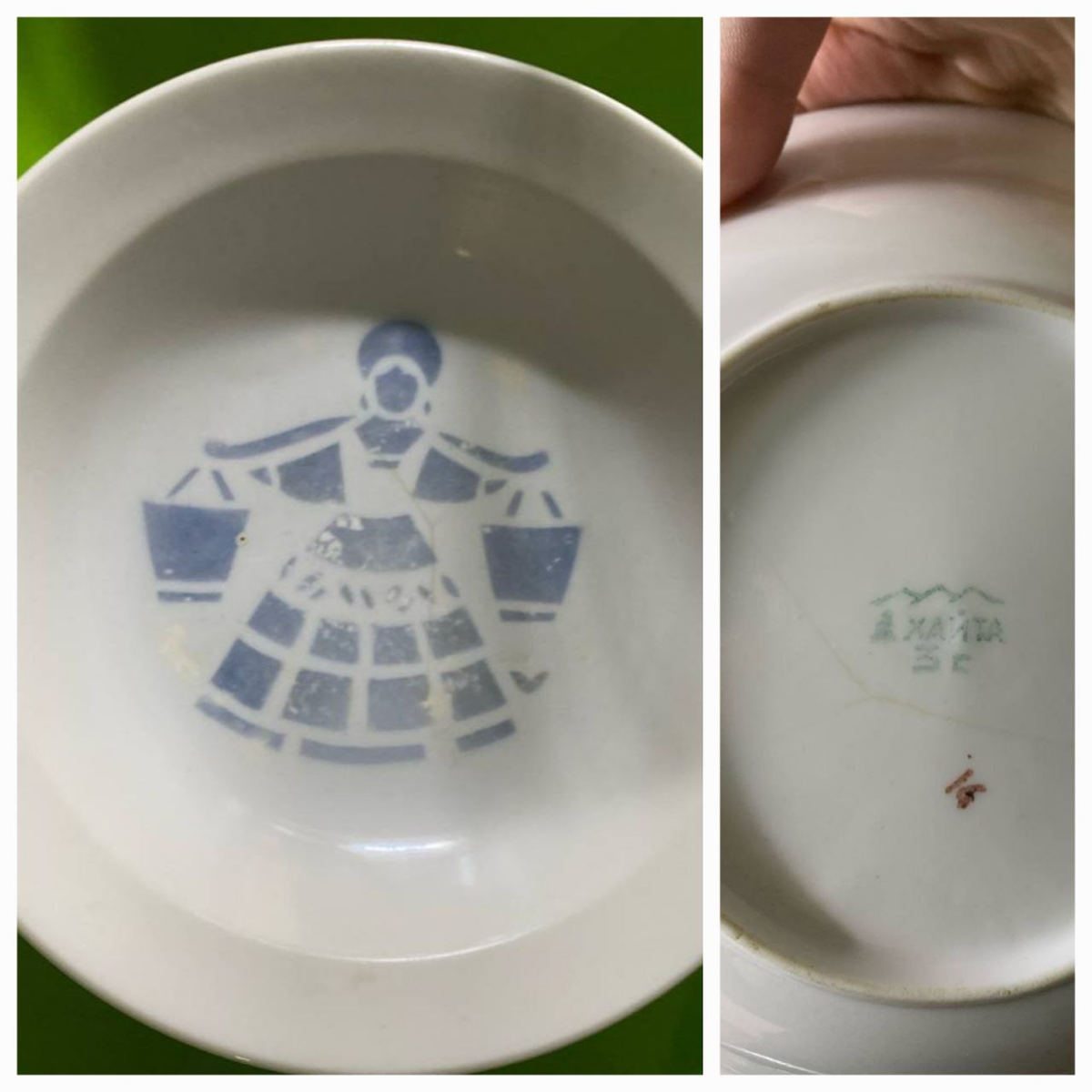 Тарелка с девушкой и коромыслом