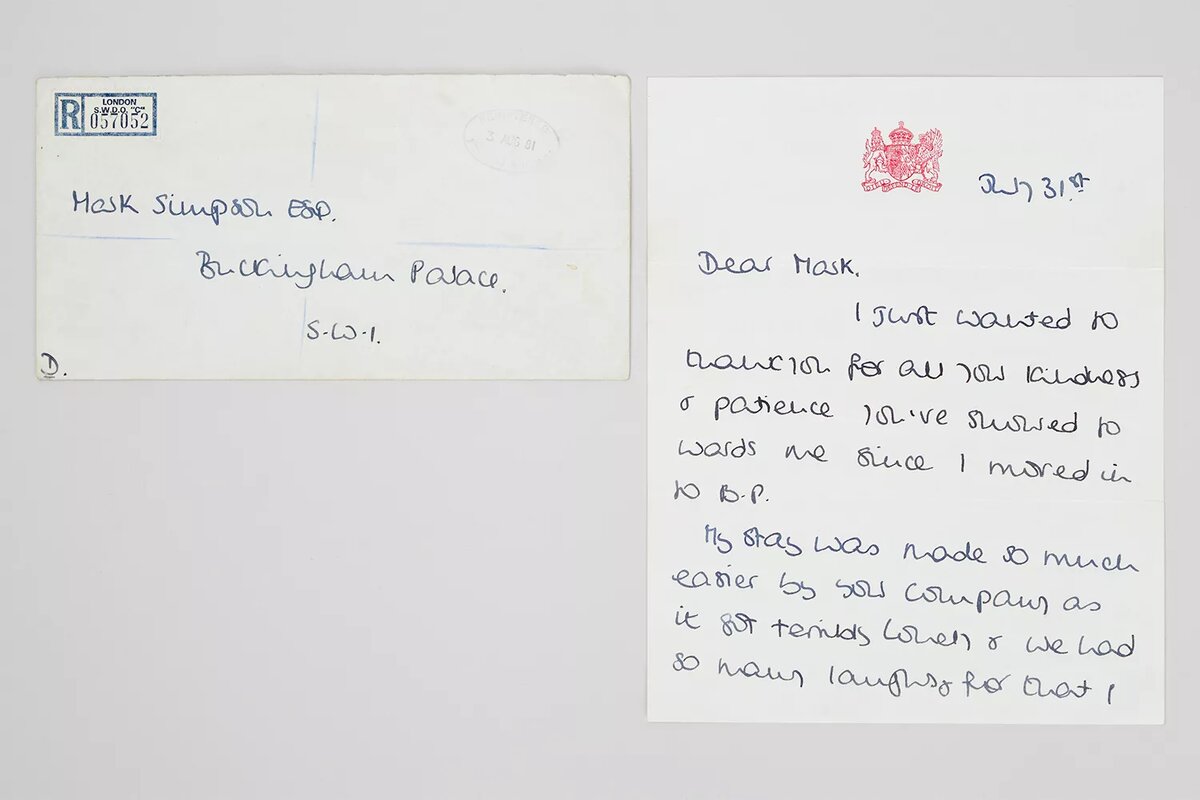 Письмо принцессы Дианы Марку Симпсону. Изображение: Julien's Auctions