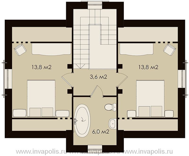 На мансарде (или чердаке, как угодно) - две больших спальни (детские)