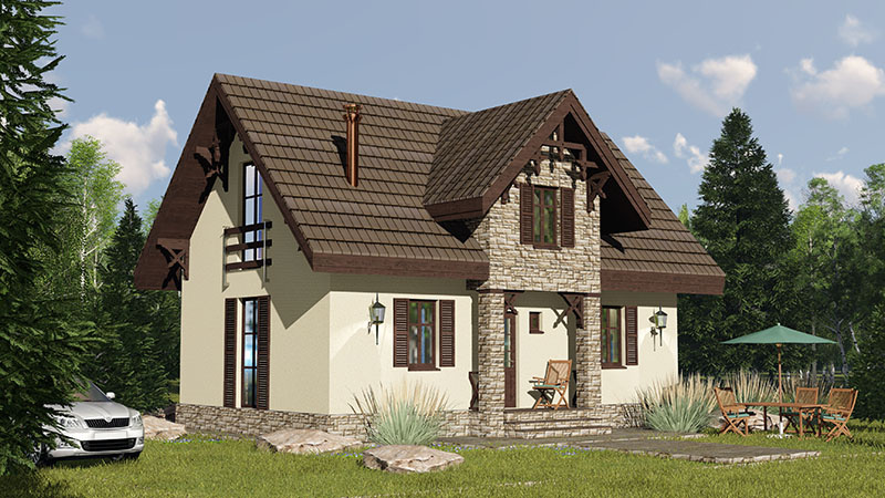 Внешне дом как со сказочной картинки - дверь, два окошка, крутая крыша, чердачок. Уютно