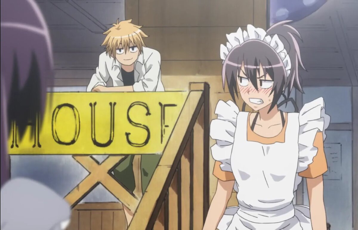 Кадр из аниме «Президент студсовета — горничная!»   📷