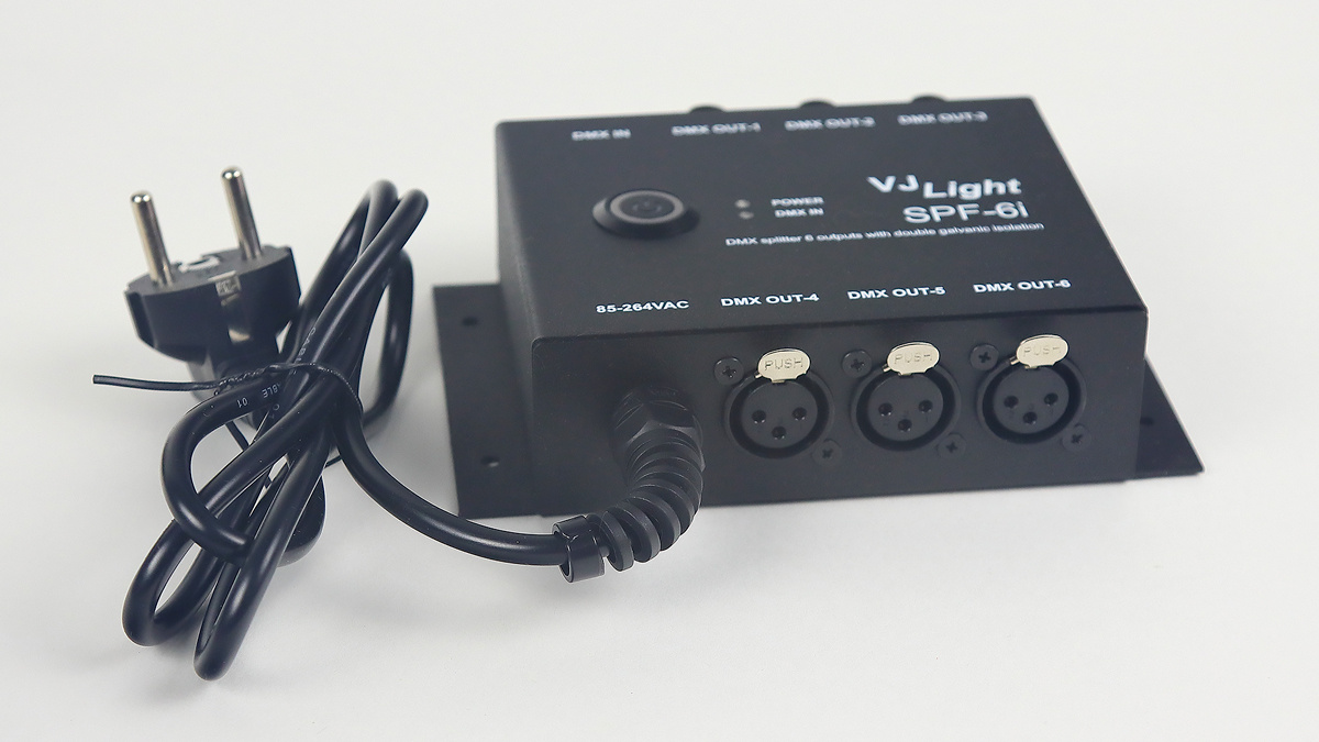 DMX сплиттер 1 вход - 6 выходов с двойной гальванической развязкой и индикаторами - VJLight SPF-6i. Металлический корпус. XLR разъёмы. https://shop.show-device.ru/VJLight-SPF-6i.html