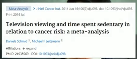 А это исследование говорит: чем больше вы в течении дня сидите, тем выше риск развития онкологии. Такое себе, да?